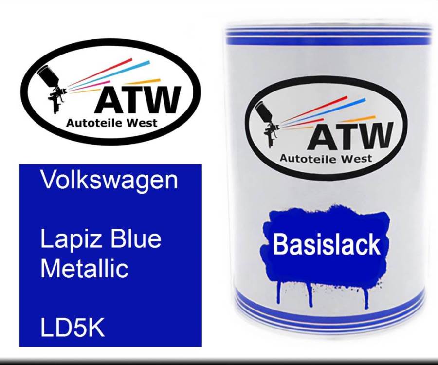 Volkswagen, Lapiz Blue Metallic, LD5K: 500ml Lackdose, von ATW Autoteile West.